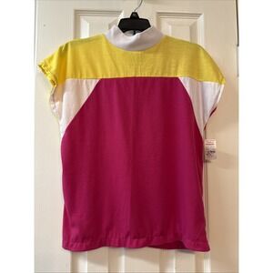Vtg Morgan Square Color Block Women's Top Punk White Yellow Deadstock Size S NWT